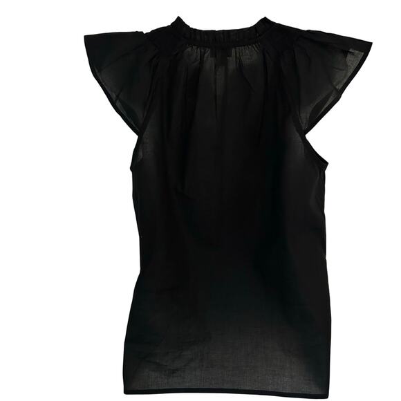 J. Crew Factory Womens Flutter Sleeve V Neck Black Cotton Blouse Top XS NEW - Picture 4 of 6